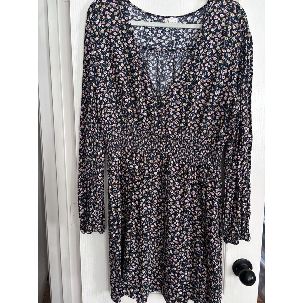 Mason & Belle Lenore‎ Floral Print Smocked Waist Knit Dress Sz XL. 3486